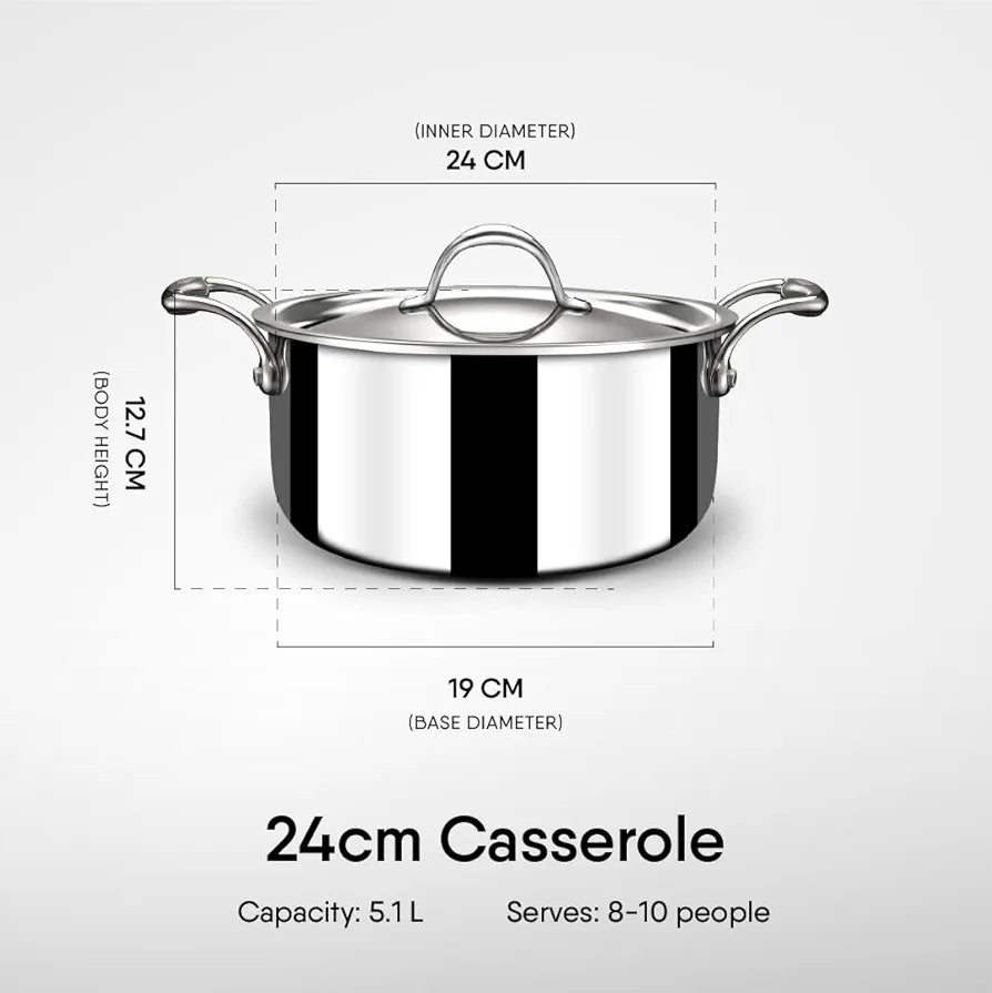 STAHL TRIPLY 24CM BRIYANI POT+LID 4124 STAHL TRIPLY 24CM BRIYANI POT+LID 4124